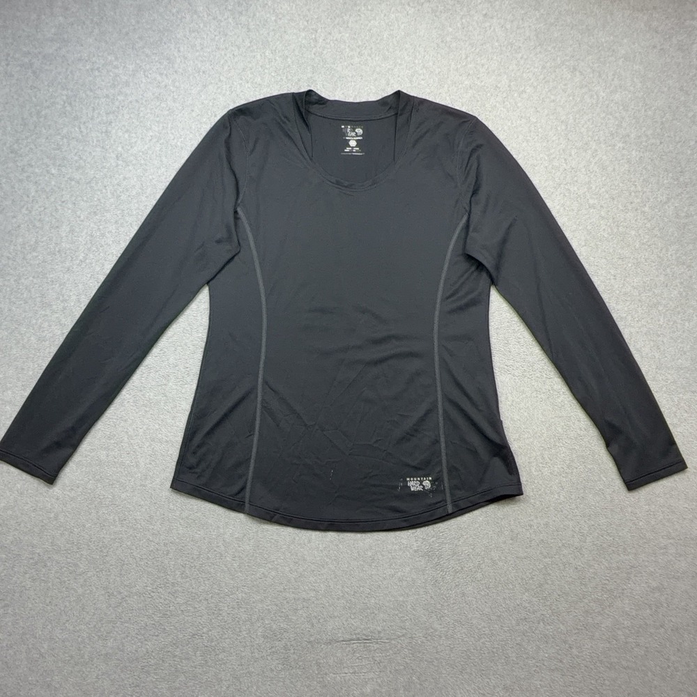Mountain Hardwear Shirt Womens Large Black Long Sleeve Performance Mighty Activa